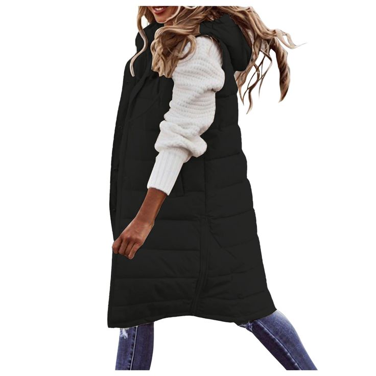 PRICES MAY VARY. 【Excellent Warmth】: Long vest for women is made of high-quality thermal insulation fabric, long-lasting temperature lock, providing women with excellent warmth in the cold season. 【Fashion Slim】: Long puffer vest women is carefully cut to fit women's body shape and show beautiful curves, it is a must-have item for fashionable wear. 【Quality and Durability】: Sleeveless puffer jacket with hood is made of high quality fabrics, which are wear-resistant and wrinkle-resistant, durable Cropped Outerwear, Long Puffer Vest, Pocket Vest, Women Vest, Weighted Vest, Sleeveless Blazer, Vest Womens, Winter Puffer, Pink Vest