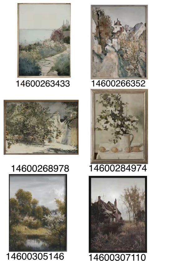 four different paintings with numbers on them