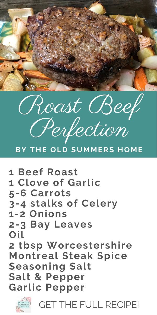 the recipe for roast beef is shown on a plate