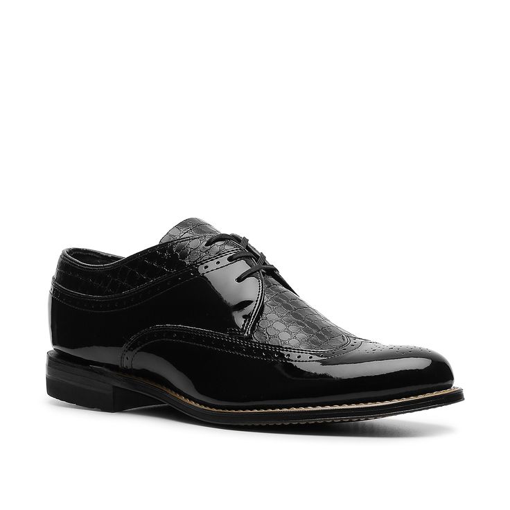 Stacy Adams-Dayton Wingtip Oxford Dressed up or dressed down, the Stacy Adams Dayton wingtip oxford ensures a stylish flourish at any event you attend. This leather tuxedo shoe features brogue details and contrast paneling. Leather Tuxedo, Tuxedo Shoes, Wingtip Oxford, Croc Print, Dressed Down, Dress Shoes Men, Oxford Shoes, Dress Shoes, Oxford