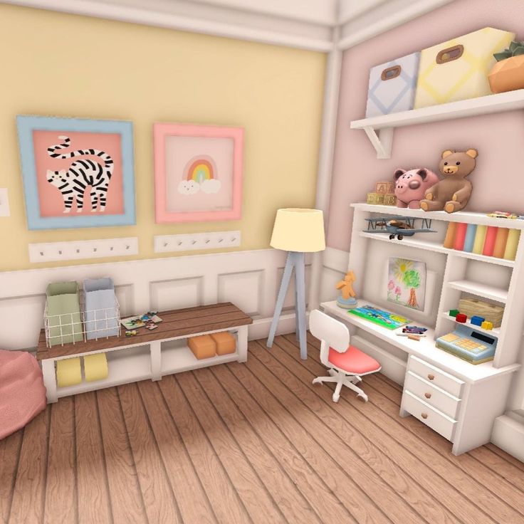 a child's room with toys and decor