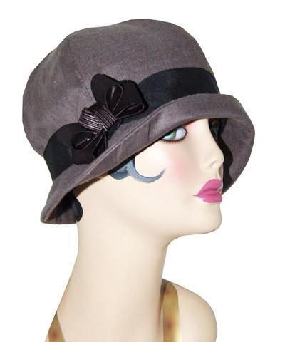 THE GRACE, handmade in Seattle, WA, USA, is a soft and flexible, 1920s style cloche hat. This hat is shown in Gray Linen with a 1 1/2 " grosgrain band and assorted trims. The brim is 2 " at center front, flaring out to 2 3/4 " at side front, and curving back to 3/4 " at center back of hat. The crown is made of six panels. Prices are as shown. May be ordered without band for $75. These hats are custom made and all sales are final. Available in Medium 22-1/2 " and Large 23-1/2 " with custom sizing Cloche Hat Pattern, Ruff Collar, 1920s Style, Cozy Coats, Large Hats, Fancy Hats, Cloche Hat, 1920s Fashion, Elastic Headbands