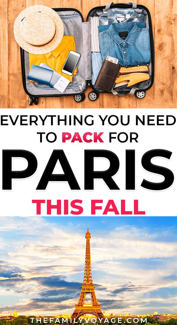 the eiffel tower with text overlay that says everything you need to pack for paris this fall