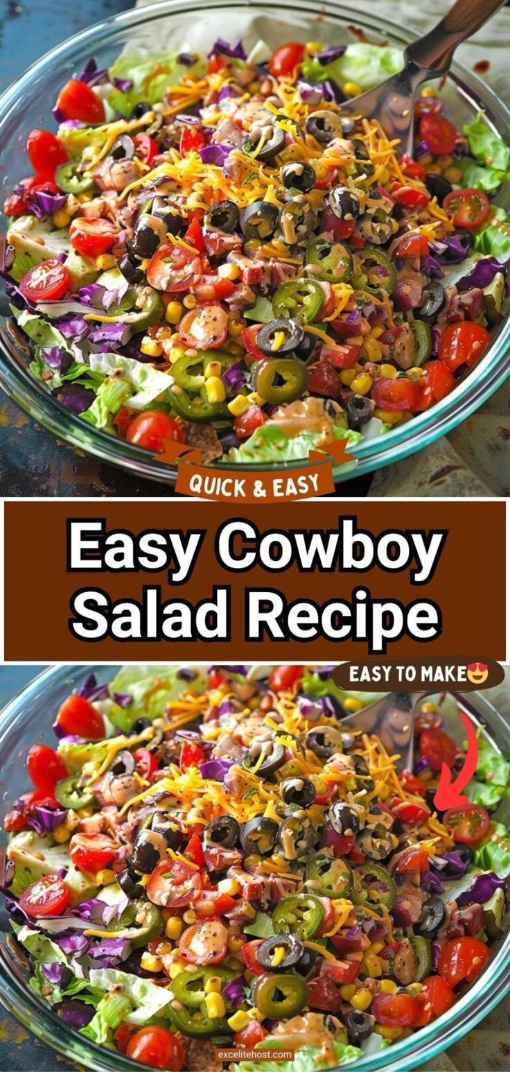 easy and tasty cowboy salad recipe that is ready to be eaten