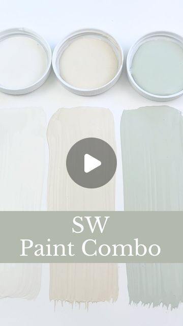 four paint colors with the words sw paint combo in white and light blue on them