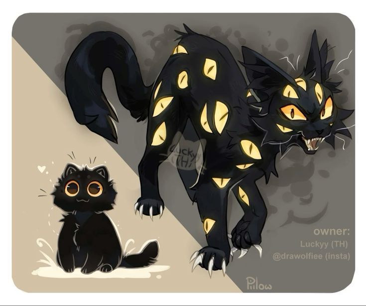 two black cats with glowing eyes and fangs