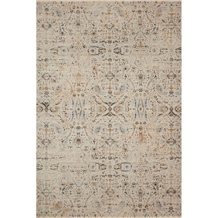 an area rug with many different colors and patterns on the carpet, including beiges