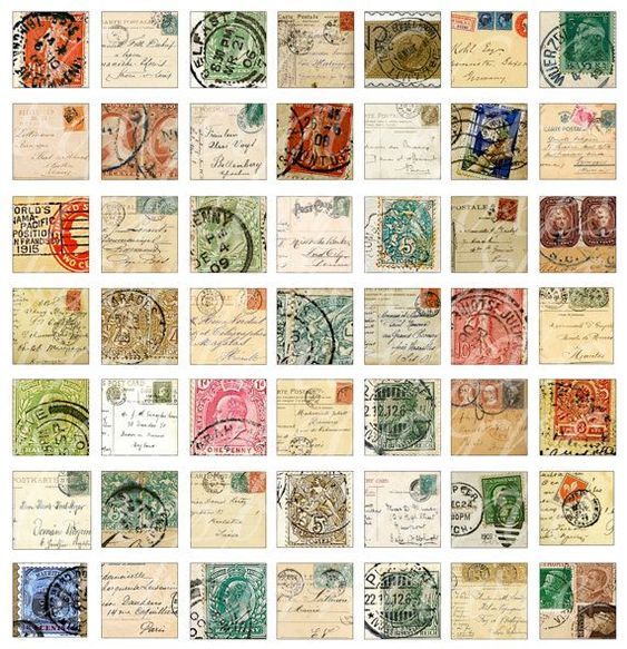 many different types of stamps are shown in this collage with the letters and numbers on them