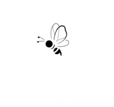 a black and white drawing of a bee