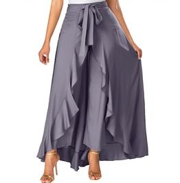 High Waist Asymmetric Ruffled Hem Long Skirt Elegant Summer Draped Skirt With Ruffles, Chic Fitted Maxi Skirt With Layered Hem, Elegant Ruffled Draped Skirt For Summer, Elegant Summer Draped Ruffled Skirt, Elegant Draped Ruffled Skirt For Summer, Elegant Draped Skirt With Ruffles For Summer, Fitted Maxi Skirt With Layered Hem, Chic Flowy Maxi Skirt With Layered Hem, Spring Party Wide-leg Maxi Skirt