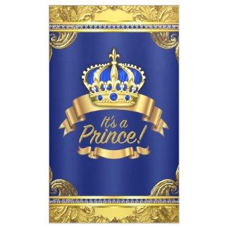 it's a prince royal blue gold crown baby shower curtain