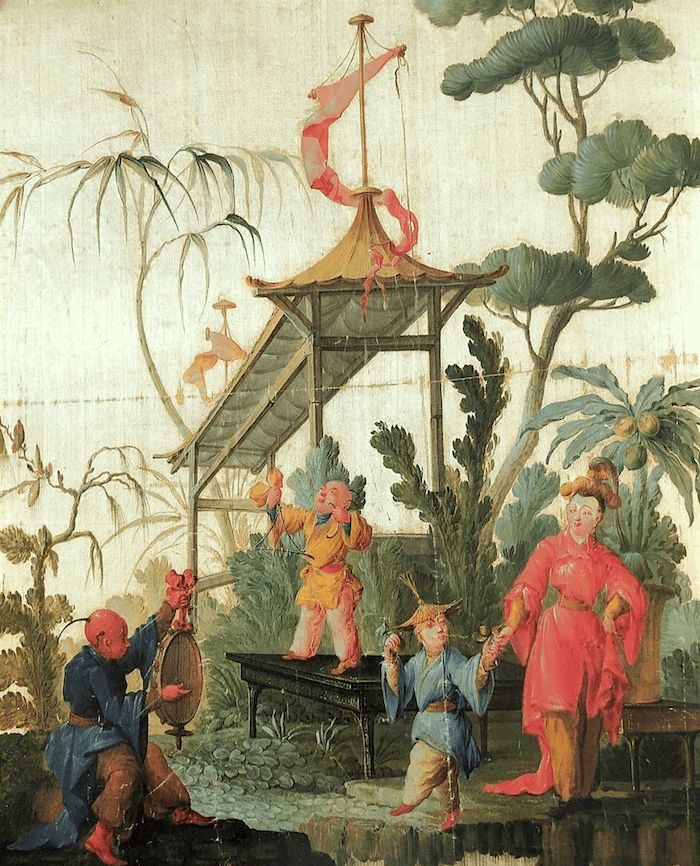 an old painting with people and animals in it