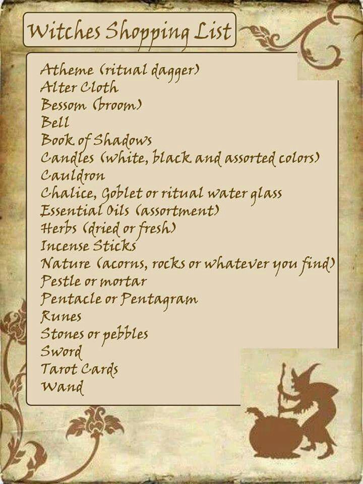 Witches shopping list Goddess Of Motherhood, Wicca For Beginners, Witch Board, Witch Tools, The High Priestess, Green Witchcraft, Wiccan Magic, Witch Spirituality, Under Your Spell