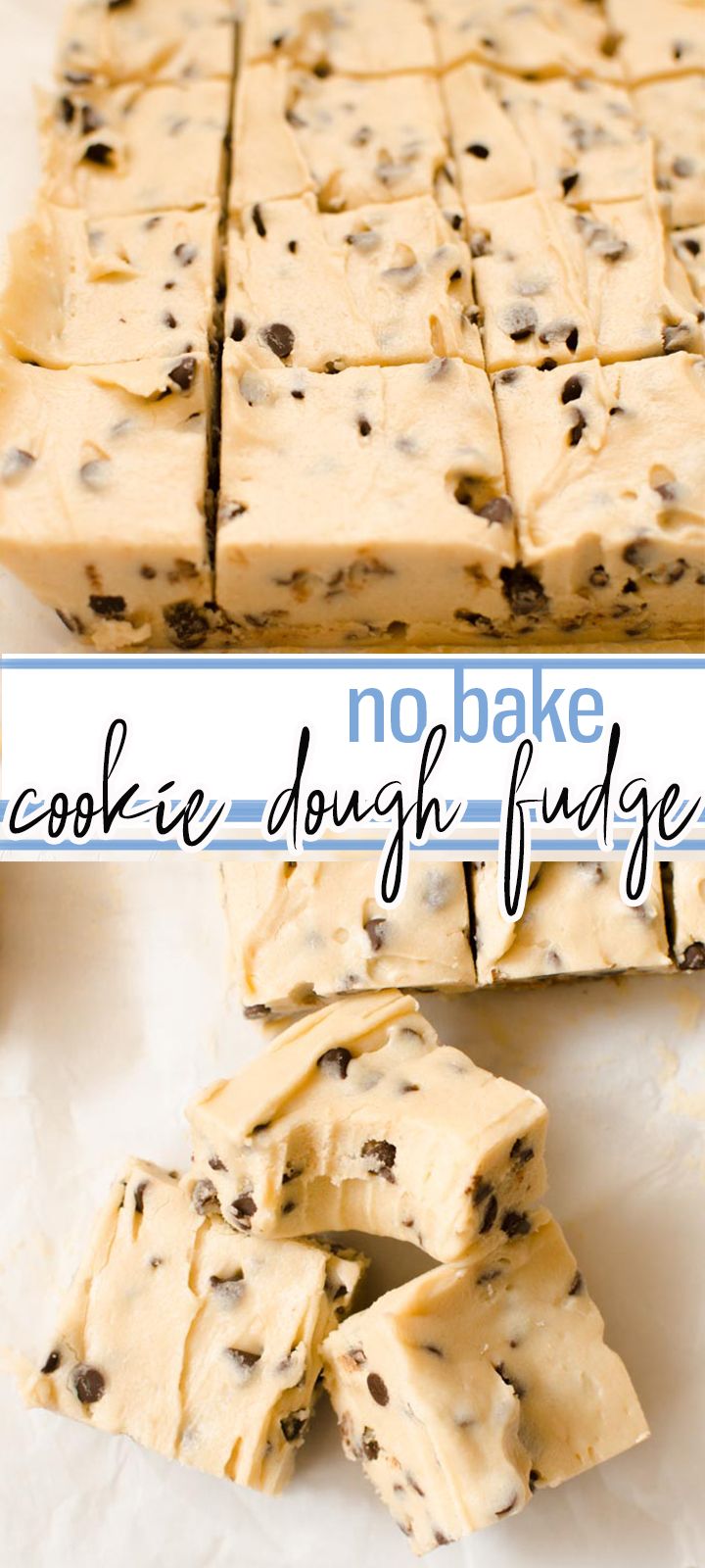 no bake cookie dough fudges cut into squares