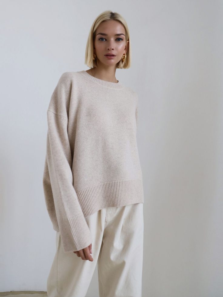 F00144794-704 Apricot Sweater, Oversized Pullover Sweaters, Winter Knitwear, Jumper Outfit, Oversized Sweater Women, Pull Oversize, Pullover Mode, Solid Color Sweater, Women Sweaters Winter