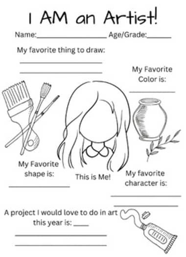 i am an artist worksheet for kids with pictures and words on the page