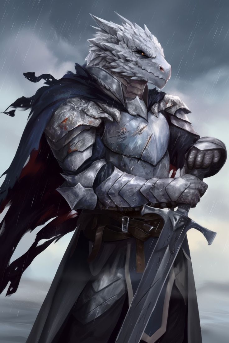 Aaracockra Art, White Dragonborn Paladin, Paladin Dnd Art, Dragonborn Paladin Dnd, White Dragonborn Dnd, Dragonborn Dnd Art, Dnd Paladin Art, Paladin Fantasy Art, Dragon Paladin