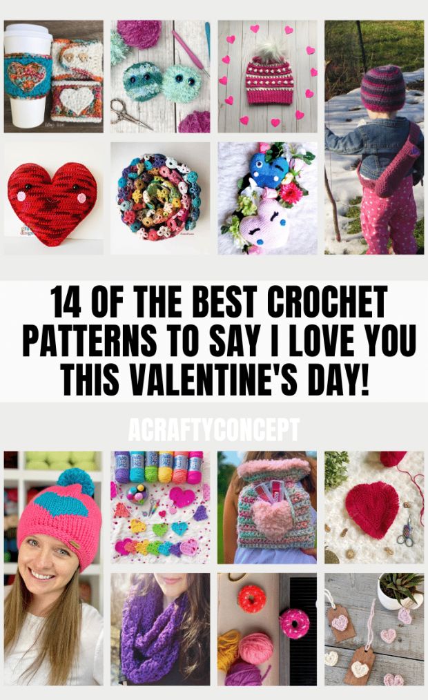 crochet patterns to say i love you this valentine's day, including hats and scarves