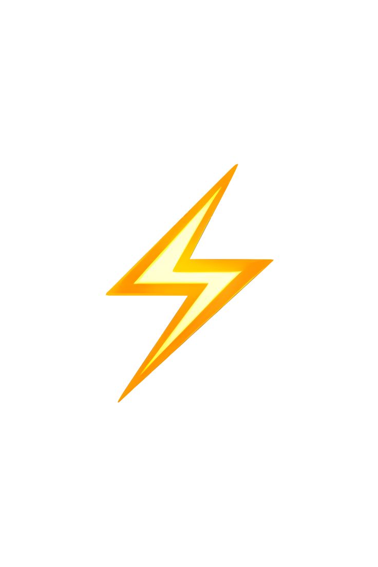 a yellow lightning bolt on a white background