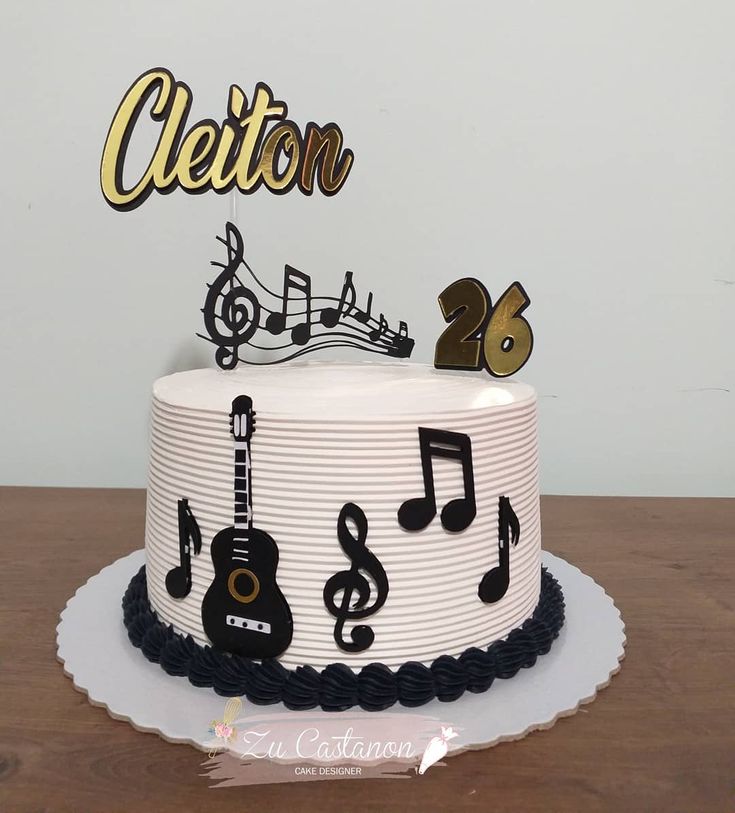 a birthday cake with musical notes on it