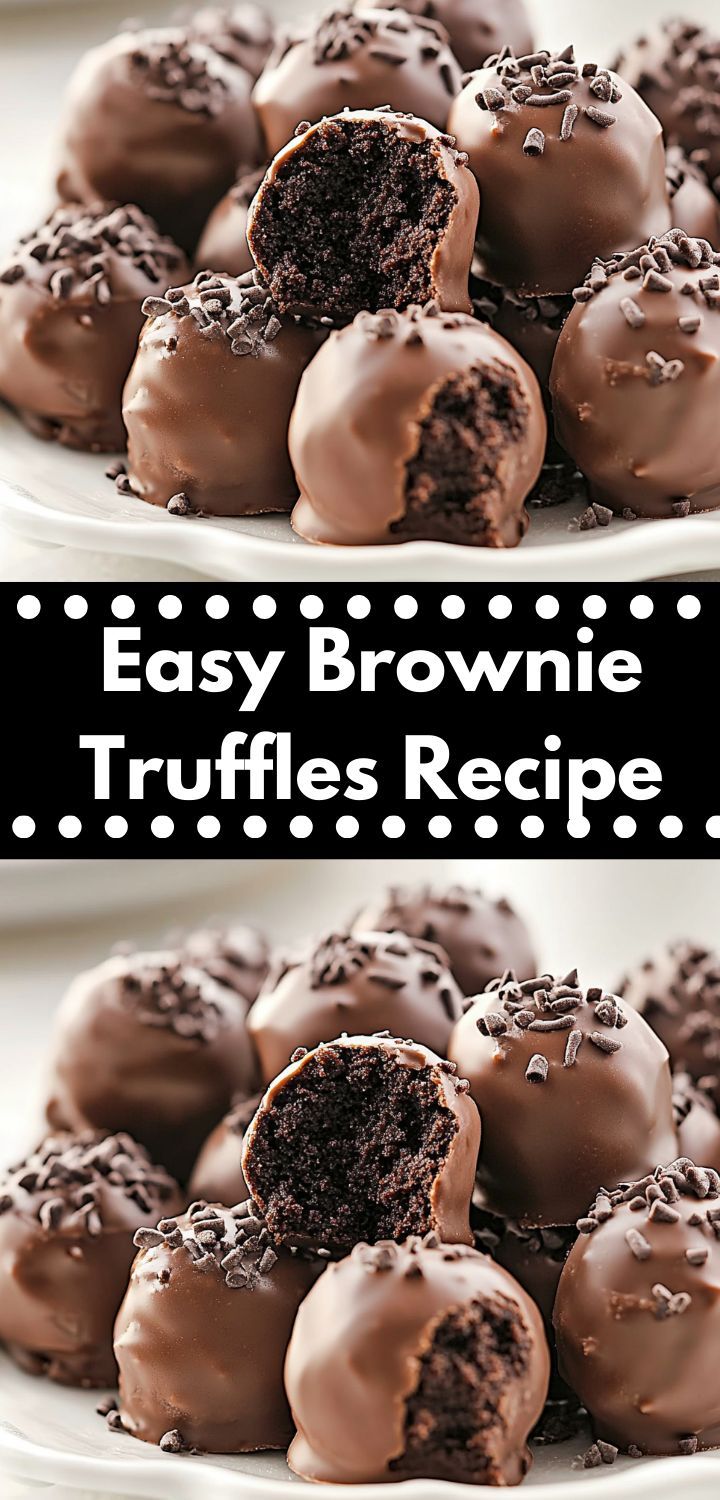 chocolate truffles on a white plate with the words easy brownie truffles recipe