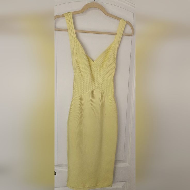 Brand New House Of Cb Bandage Dress With All Tags Attached. Beautiful Pastel Yellow Color, Perfect For A Dinner Date! Elegant Yellow Lined Midi Dress, Yellow Lined Fitted Midi Dress, Yellow Fitted Midi Dress With Lining, Yellow Fitted Lined Midi Dress, Yellow Fitted Midi Dress, Lined, Yellow Fitted V-neck Dress, Elegant Yellow Lined Mini Dress, Fitted Yellow V-neck Midi Dress, Brand New House