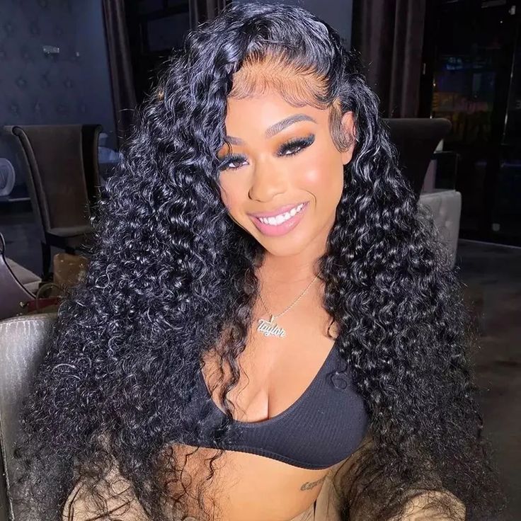 Water Wave 13x4 Full Frontal Glueless 13x6 Lace Wig Bleached Knots 180% Density | Real HD Lace Wave Hairstyles, Buy Wigs, Deep Wave Hairstyles, Curly Human Hair Wig, Curly Waves, Sew Ins, Wave Wig, Dope Hairstyles, Lace Closure Wig