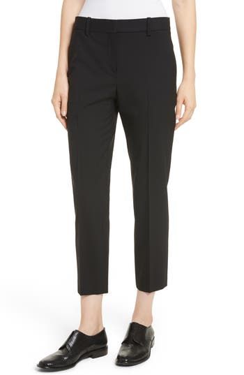 These contemporary slim-cut pants are tailored from stretch-infused, Italian wool traceable to ethically farmed, sustainable sources. 25 1/2" inseam; 13 1/2" leg opening; 10 1/2" front rise; 15" back rise (size 8) Zip fly with hook-and-bar closure Belt loops Front slant pockets; back button-close welt pockets Unlined 96% wool, 4% elastane Dry clean Imported Individualist Elastane Cropped Leg Pants For Workwear, Elegant Fitted Cropped Leg Bottoms, Elegant Fitted Cropped Bottoms, Mid-rise Tapered Pants For Workwear, Fitted Cropped Leg Dress Pants For Business Casual, Classic Cropped Dress Pants For Workwear, Mid-rise Tapered Work Pants, Fitted Cropped Leg Formal Pants, Classic Cropped Leg Dress Pants For Office