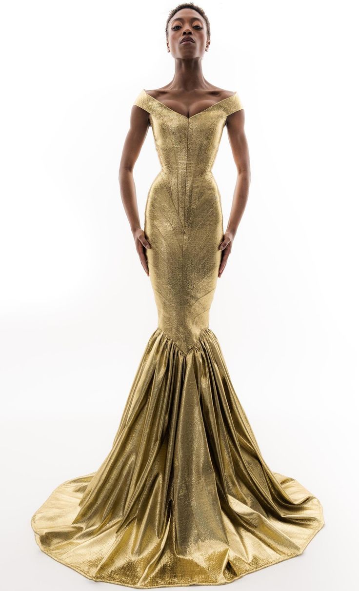 Unique Creation, Only ONE will be produced ! Craftsmanship : This stunning Golden Lurex Mermaid Corseted-Dress is made to order !  Entirely custom-made, it is crafted by our Maître Artisan Corsetier  Stylist Costumier in our artisanal workshop in Rouen, France. From the sketch to the finished product, every detail of this piece is handcrafted with unique expertise. (We will contact you for measurements after your order, don't forget to fill in your contact information !) For a creation perfectly Gala Mermaid Gown With Fitted Bodice, Mermaid Gown With Fitted Bodice For Gala, Fitted Mermaid Gown For Gala, Fitted Bodice Mermaid Gown For Gala, Fitted Gold Dress For Gala, Fitted Couture Evening Dress, Couture Fitted Evening Dress, Fitted Mermaid Evening Dress, Gold Fitted Mermaid Dress For Prom