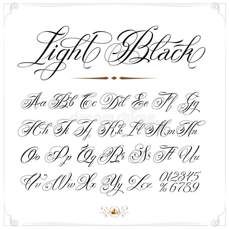 an old fashioned script with the letters and numbers in black on white background royalty illustration