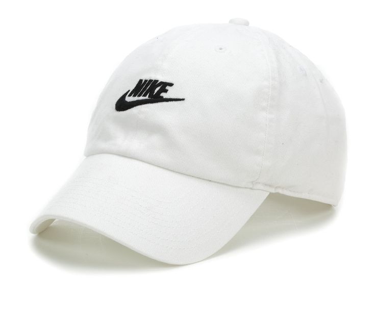 65% polyester and 35% cotton fabric upper,Adjustable back strap for a secure fit,Sweatband for added comfort,Curved bill cap design,2 1/2 inch bill,Nike branding details,One size fits most | Nike US Futura Washed Baseball Cap in White/Black Trendy Baseball Cap With Logo And Curved Brim, Casual Cotton Dad Hat With Logo, Nike Cotton Snapback Hats, Trendy Cotton Hat With Logo Print, Nike Cotton Cap, Nike Casual Snapback Hat, Sporty Logo Print Baseball Cap, Trendy Sports Dad Hat With Embroidered Logo, Trendy Curved Brim Hat With Logo