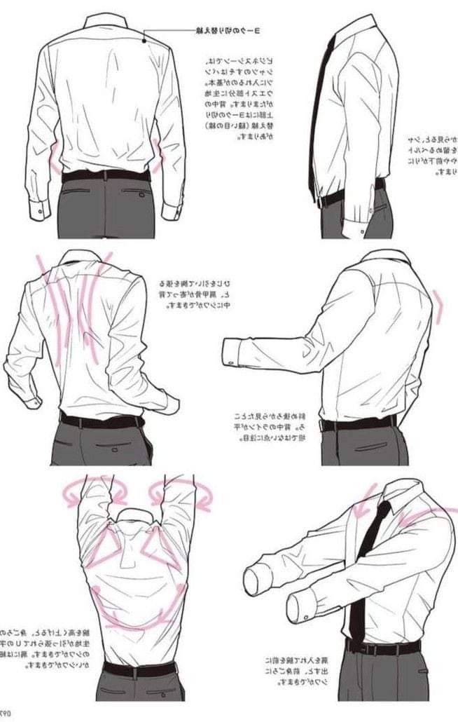 the instructions for how to wear a shirt and tie in an anime character's body