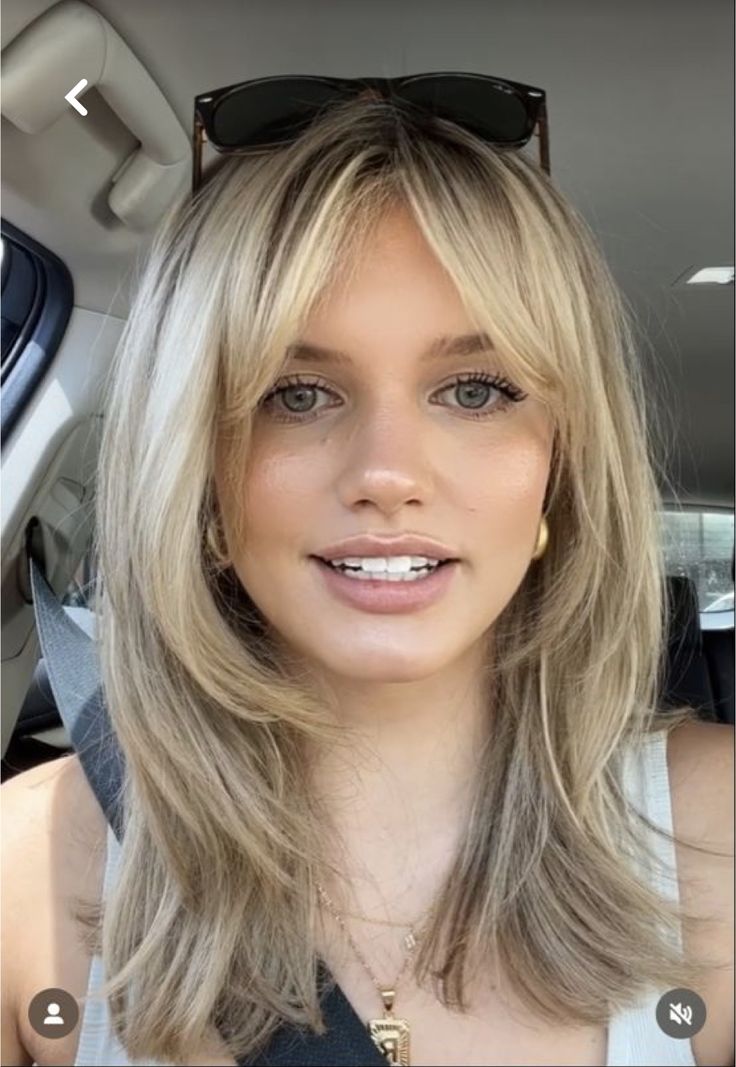 Face Opening Haircuts, Long Bob With Layers And Face Framing, Framing Layers With Curtain Bangs, Long Layers On Fine Hair, Face Framing Layers With Bangs, Blonde Layered Hair, Blonde Hair With Bangs, Layered Haircuts For Medium Hair, Bangs With Medium Hair