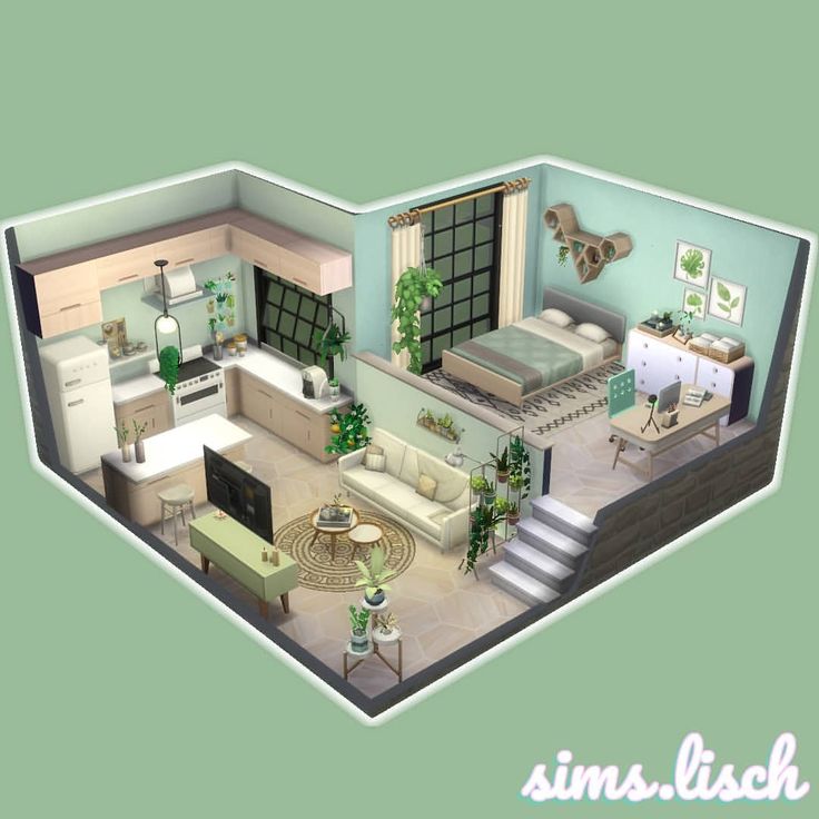 an image of a living room and kitchen from the top floor to the bottom level