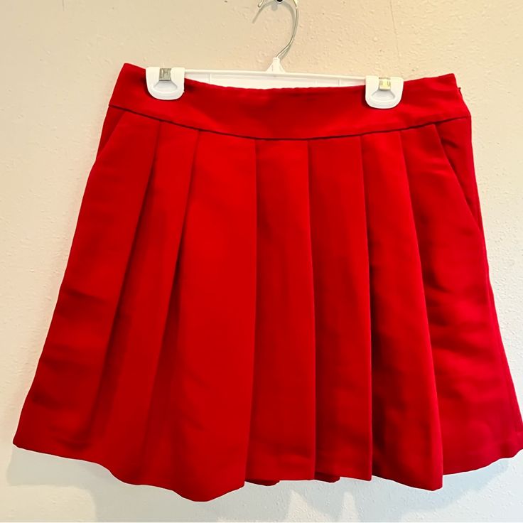 Nwt Tennis Style Skirt Side Zip And Pockets Close Up Pics Are A Better True Color And Texture Dark Deep Red Petite Waist 16” Length 18.5” Fully Lined Red Mini Bottoms For School, Red Mini Length Bottoms For School, Red Mini Skirt For School In Summer, Red Pleated Skirt For School In Spring, Red Fitted Mini Tennis Skirt, Party Pleated Solid Color Tennis Skirt, Fitted Red Mini Tennis Skirt, Red Skort For School In Spring, Red Pleated Bottoms