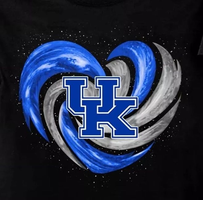 a t - shirt with the letter k painted on it in blue and white swirls