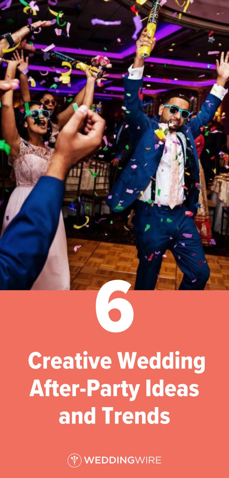 people throwing confetti on the dance floor with text that reads 6 creative wedding after - party ideas and tricks