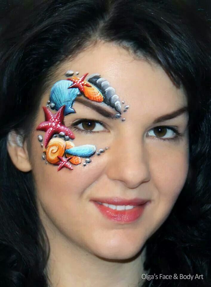 Sea Creatures Face Painting, Sea Creatures Makeup, Sea Creature Face Paint, Face Painting Sea Theme, Underwater Face Painting, Mermaid Face Paint, Eye Face Painting, Face Painting Images, Adult Face Painting