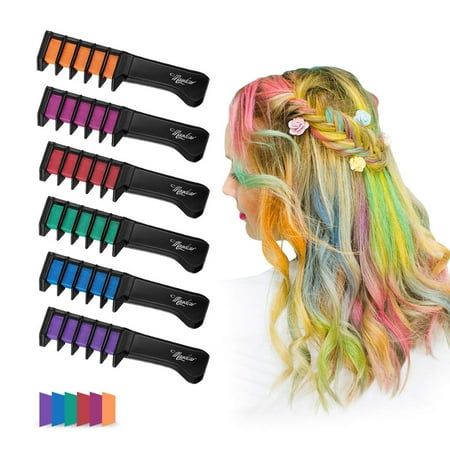 This Hair Chalk Set is an easy and fun way to instantly add temporary color to your hair. It's ideal for those who want to add some flair to their hairstyles without having to worry about a permanent change. The set includes 6 vibrant colors: purple, blue, green, orange, red and rose. The chalk can be used on all hair colors, from light blonde to dark brown, and even black. Just apply the chalk to dry hair, and it will last until you wash it out. It's the perfect way to bring some fun and person Washable Hair Dye, Washable Hair Color, Cheveux Oranges, Makeup Toys, Multi Colored Hair, Hair Chalk, Temporary Hair Color, Cosplay Diy, Color Kit