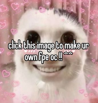 a smiling white cat with hearts on it's face and the words click this image to make