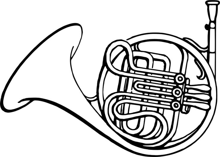 a drawing of a french horn