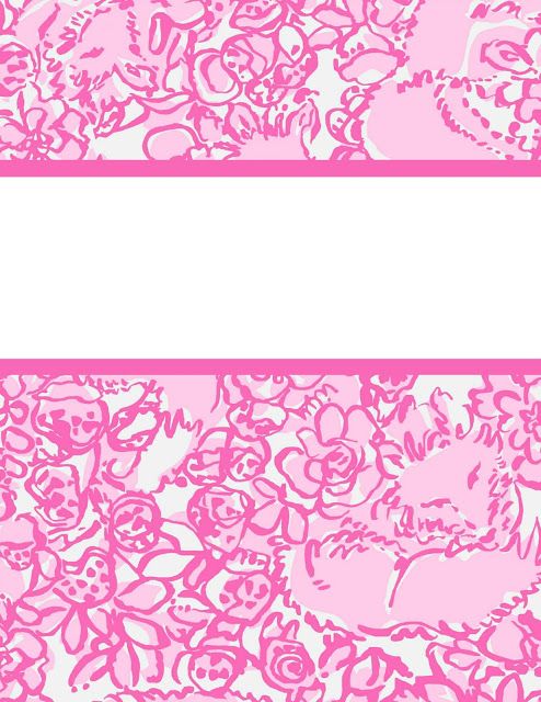 a pink and white background with flowers on it