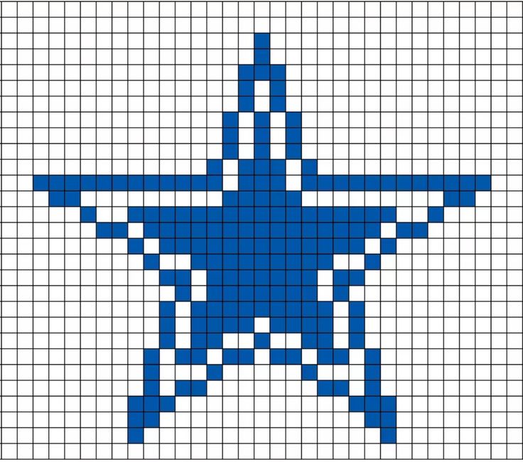 a blue cross stitched star on a white background