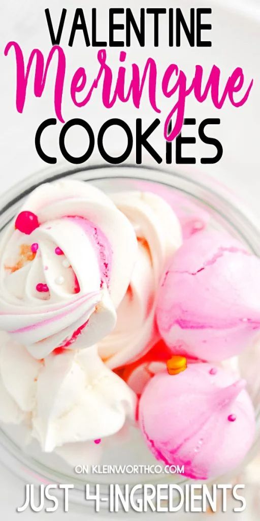 valentine meringue cookies in a glass bowl