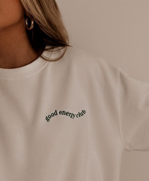 Good Energy Club Sweatshirt Easy 30 day return policy Simplistic Shirt Design, T-shirt Simple Design, Cute Simple Crewneck, Back Of Crewneck Design, Simplistic Sweatshirt Design, Simple Hoodies Designs, Simple Tee Shirt Design, Comfy Outfits Quotes, Hoodie With Quote On Back