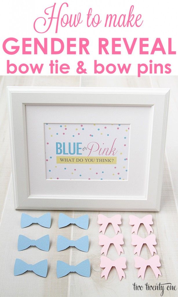 how to make gender reveal bow tie and bow pin printables with text overlay