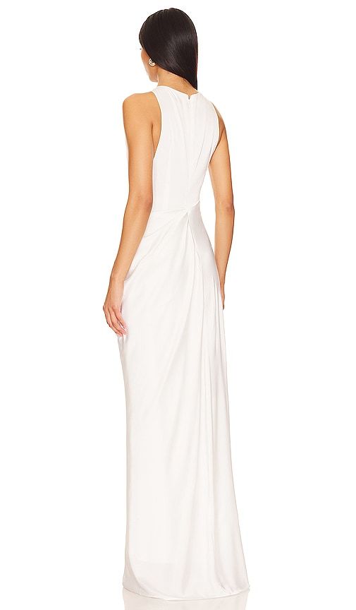 Find Ceren Ocak Satin Dress on Editorialist. Ceren Ocak Satin Dress in White. - size S (also in XS) Ceren Ocak Satin Dress in White. - size S (also in XS) 95% polyester 5% lycra. Made in Turkey. Dry clean recommended. Partially lined. Hidden back zipper closure. Satin fabric with draped skirt. COCA-WD9. SS-24 C033DRESS. White Sleeveless Stretch Midi Dress, White Ruched Dress For Gala, Fitted Draped Maxi Dress For Dinner, White Sleeveless Elastane Dress, White Draped Stretch Dress, White Ruched Maxi Dress For Formal Occasions, White Stretch Draped Dress, White Fitted Elastane Maxi Dress, White V-neck Midi Dress For Gala