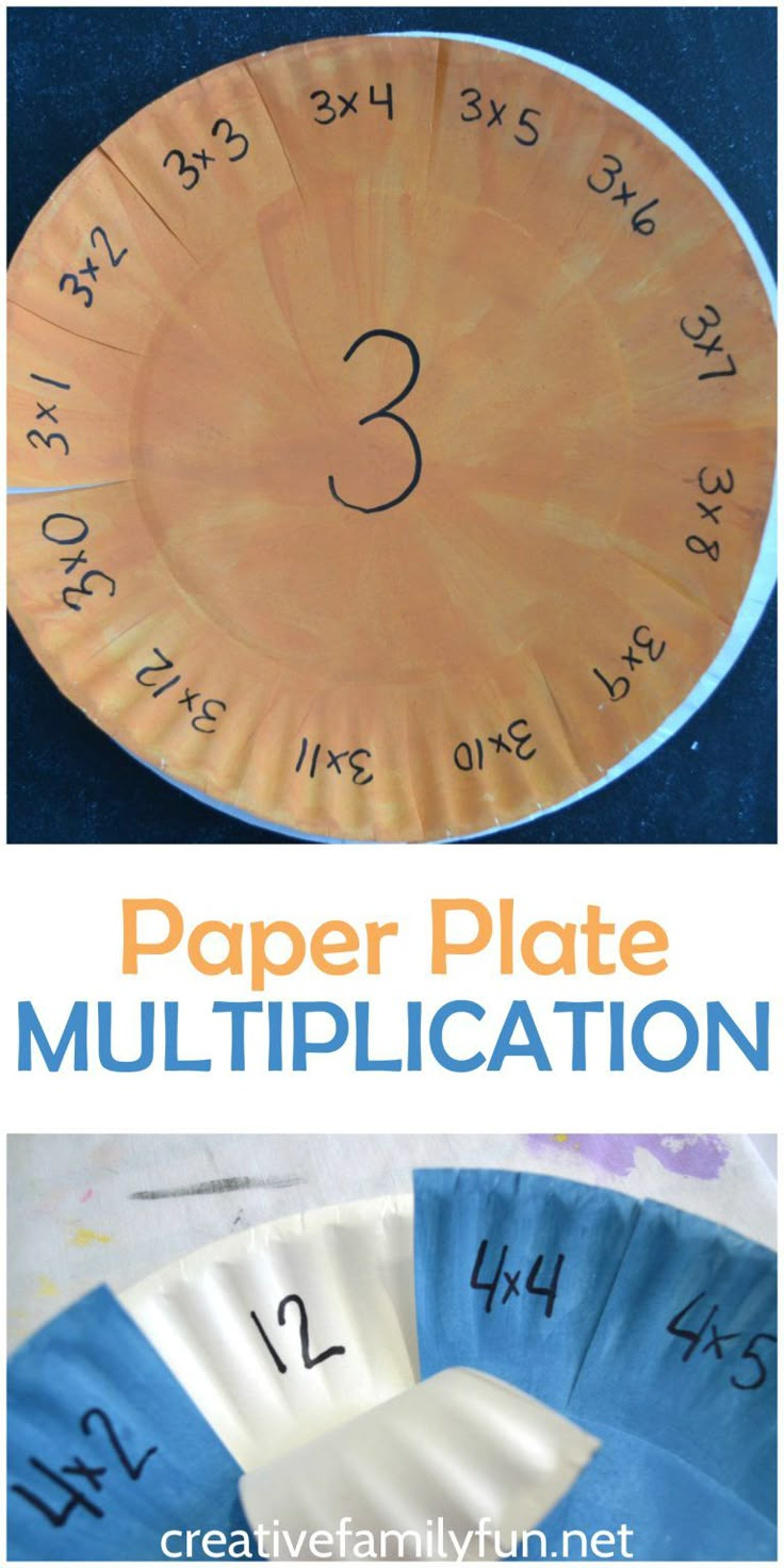 a paper plate with the number three on it and an image of a clock made out of