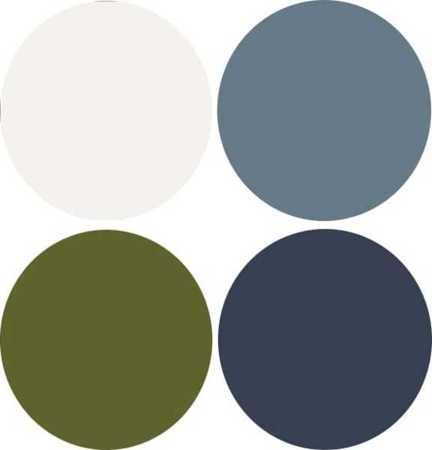 four different shades of blue, green, and white in the same color palettes