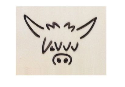 an animal's head with the word vava written in black ink on a white background